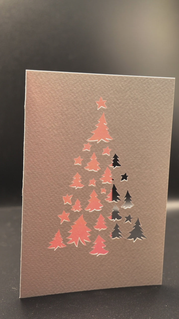 Modèle de carte double en Papercut modèle Noël - sapin