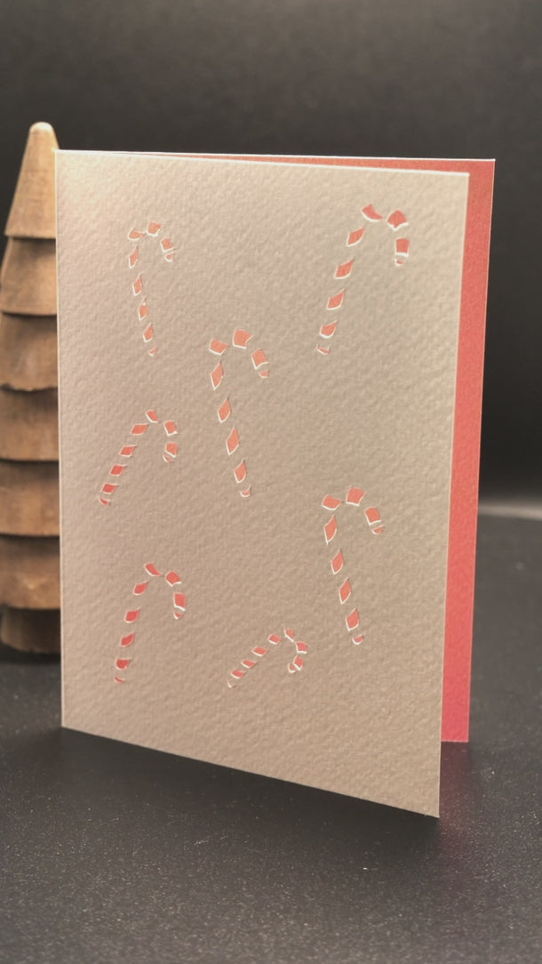 Modèle de carte double en Papercut modèle Noël - sucre d'orge